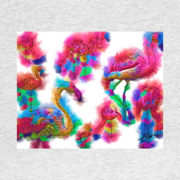 Abstract Flamingo Flock by KirtTisdale